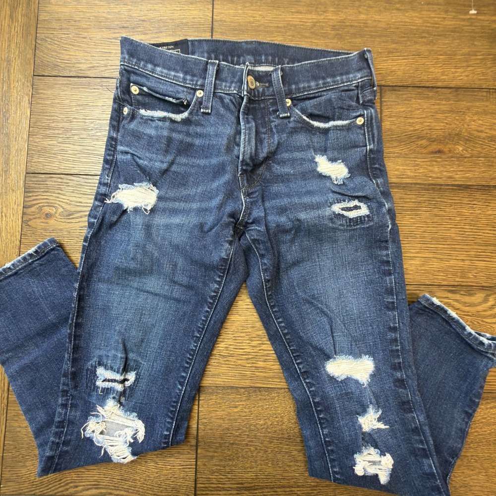 Abercrombie & Fitch Distressed Skinny Jeans Dark Wash Stretch 28W 30L 28 x 30